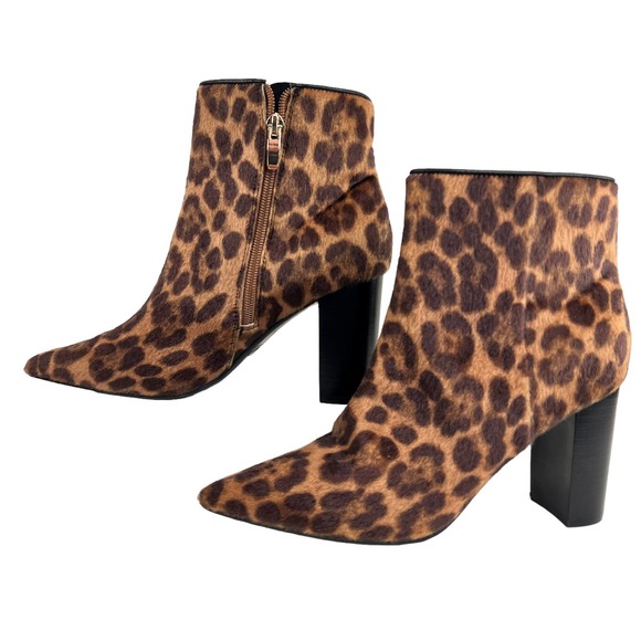 Nine West Shoes - Nine West Faniya Leopard Boots Size 7.5 Ankle Bootie Faux Fur Animal Print Shoe